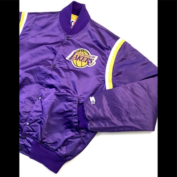 lakers satin starter jacket